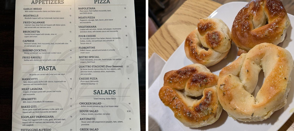 Troni's Italian Bistro Menu