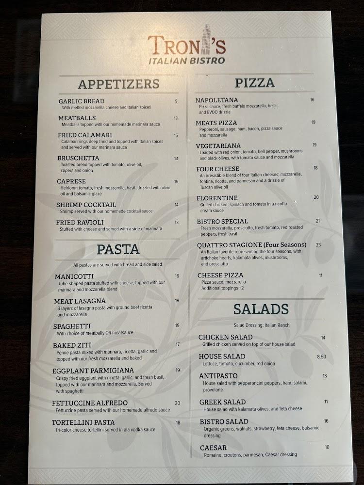 Troni's Italian Bistro Menu image 2