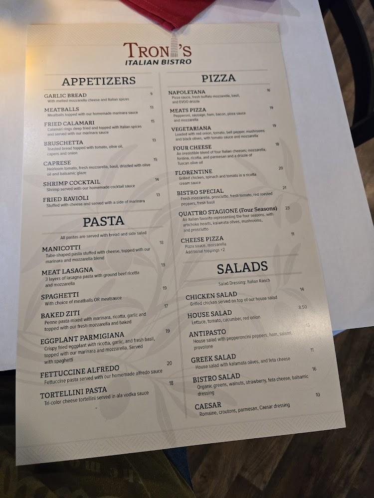 Troni's Italian Bistro Menu image 4